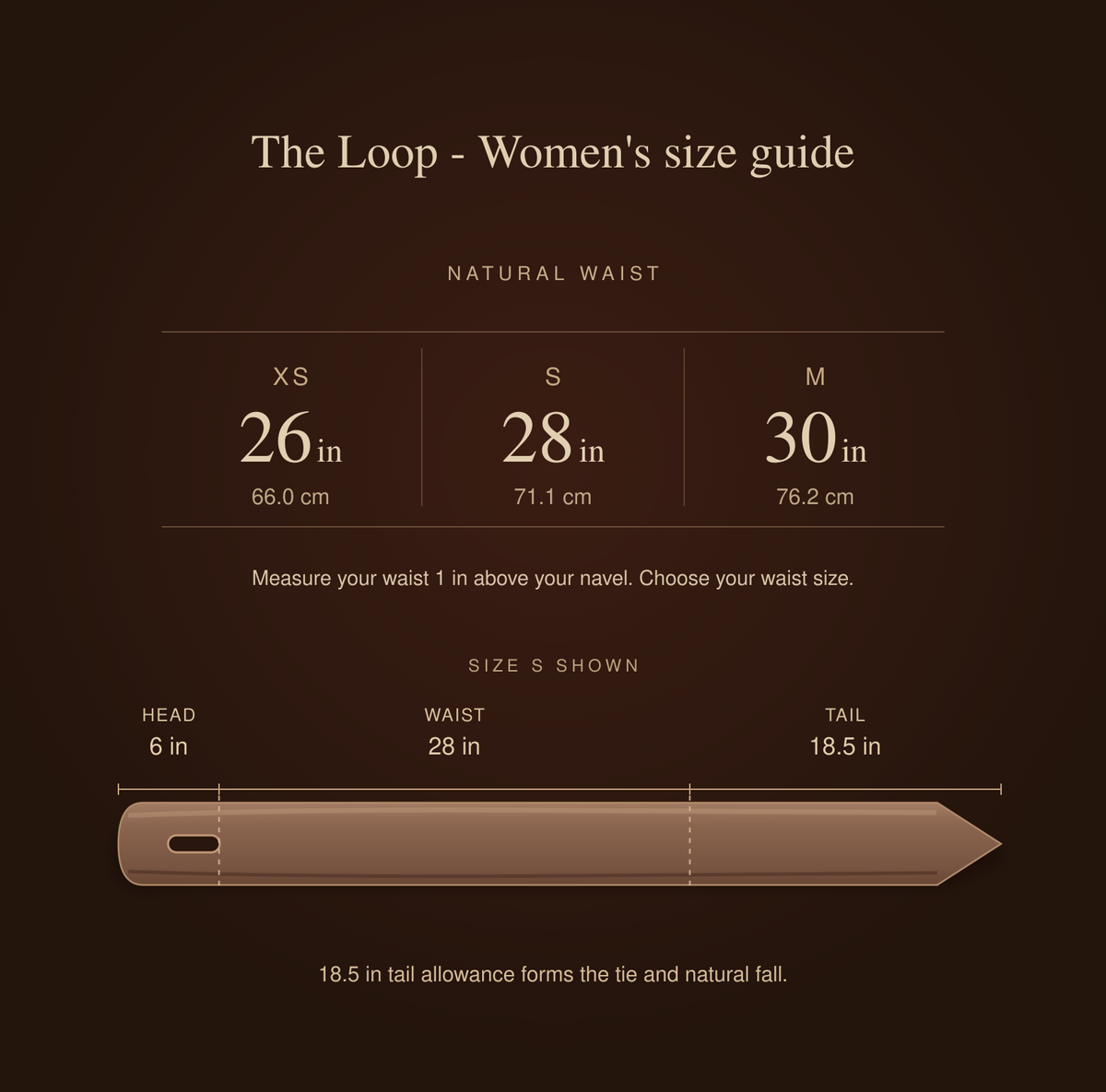 The Loop — size chart
